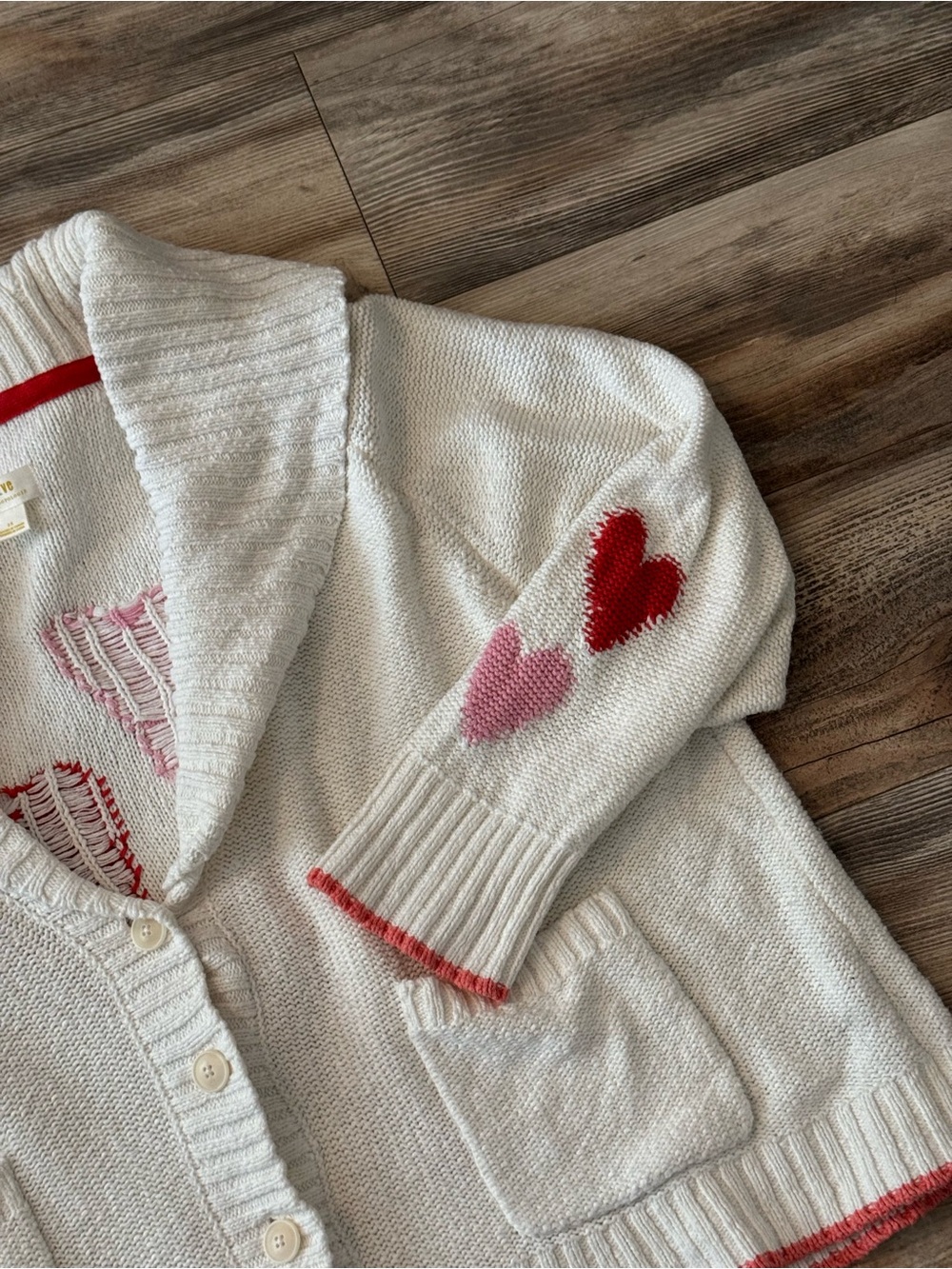 Maeve Heart Cardigan Sweater 3X Anthropologie Cream with hearts - Picture 10 of 13